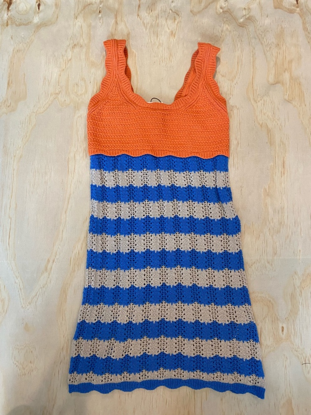 Zara Orange & Blue Crochet Tank Top